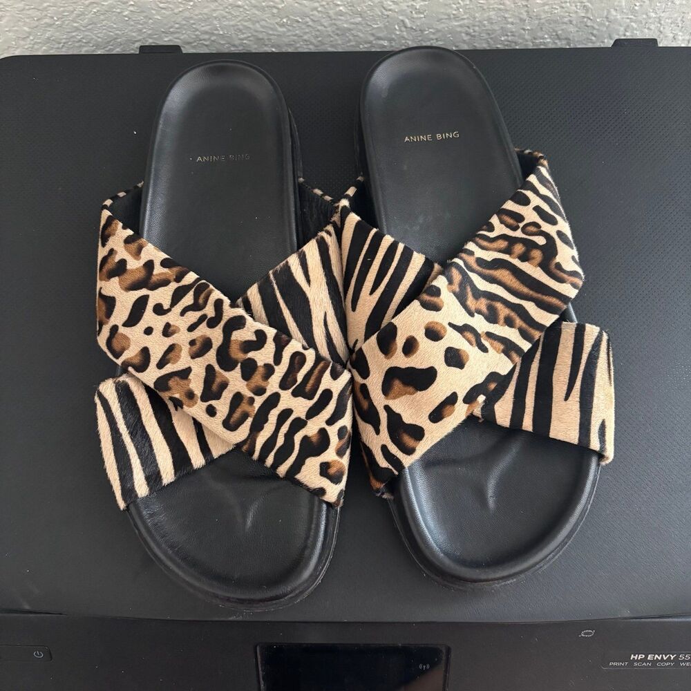 Anine Bing Animal Print Sandals